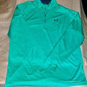 Under Armour Quarter Zip Pullover Mens 2X Green Loose Fit Lightweight Stretch